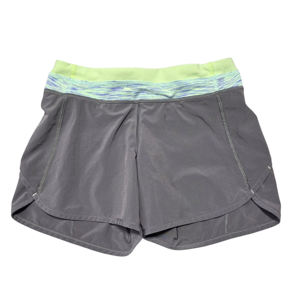 Ivivva by Lululemon Girls Athletic Running Shorts Gray Neon Green Purple Size 12